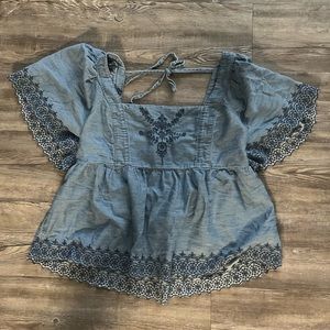 Jean colored peplum top Old Navy brand size Large